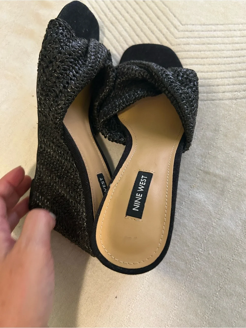 Nine West Raffia Nikhil Twist Wedge Sandals